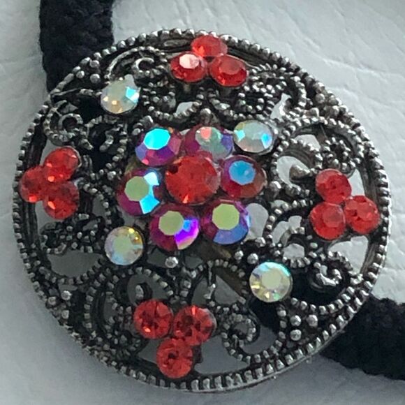 RHINESTONE AND METAL ELASTIC PONYTAIL HOLDER - Picture 8 of 11